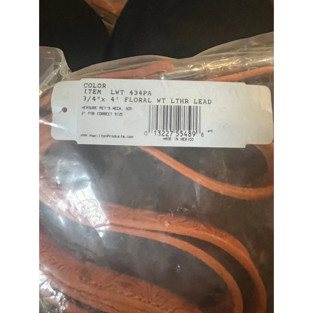 Hamilton Products 4ft Floral Embossed Leather Dog Leash 3/4
